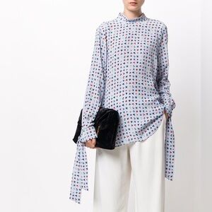 Equipment Femme Floral Garden Silk Tie Cuff Blouse